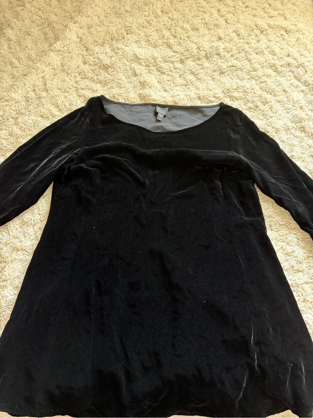 Eileen Fisher Black Long Sleeve Velvet Tunic